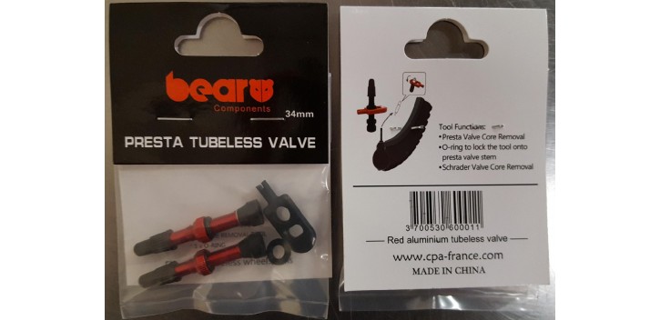 BEAR SACHET DE 2 VALVES TUBELESS ACIER 34MM